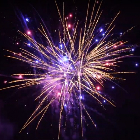 SRPYRO Red-Strobe with Gold-Blue