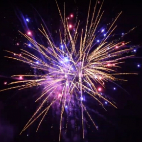 SRPYRO Red-Strobe with Gold-Blue